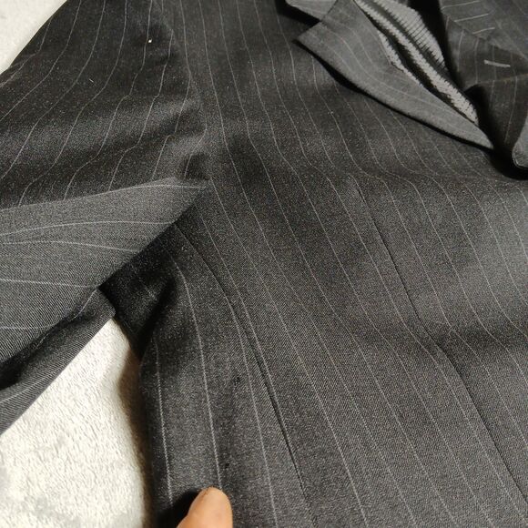 Gianco Polo Blazer Men 42R Black 3 Button Suit Preppy Super 140s Wool Sport Coat - Picture 8 of 14